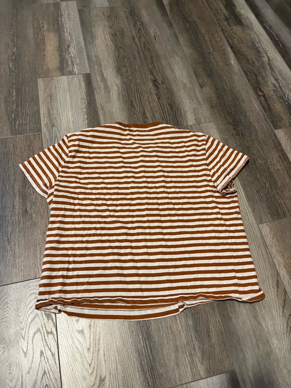 Everlane The Organic Cotton Box-Cut Pocket Tee Split Stripe Orange White - Picture 3 of 6